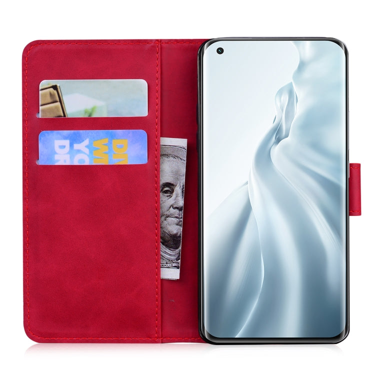 For Xiaomi Mi 11 Skin Feel Pure Color Flip Leather Phone Case