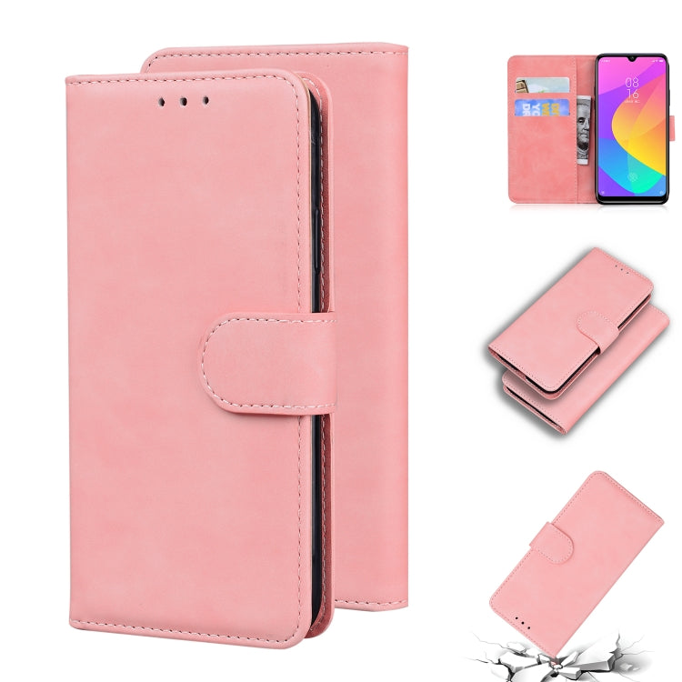 For Xiaomi Mi CC9e / A3 Skin Feel Pure Color Flip Leather Phone Case