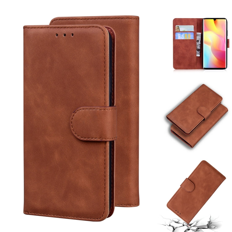 For Xiaomi Mi Note 10 Lite Skin Feel Pure Color Flip Leather Phone Case