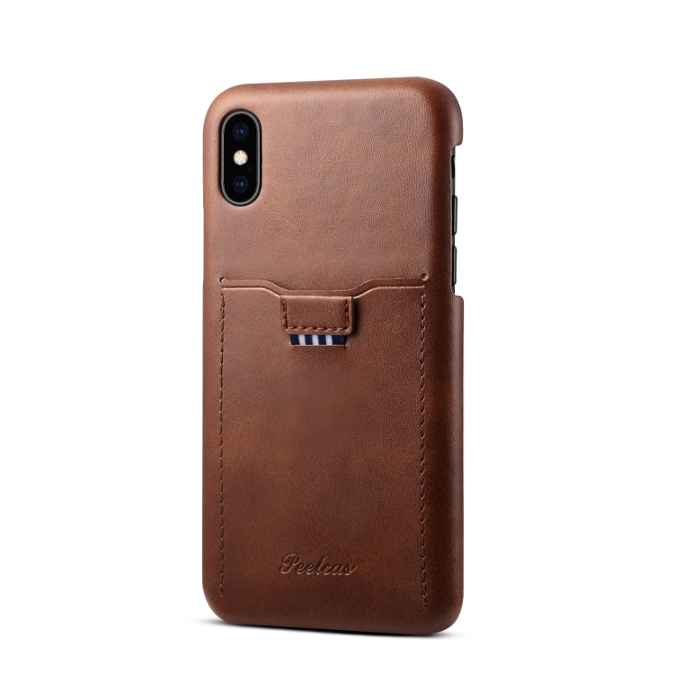For iPhone XS / X peelcas Shockproof TPU + PU Protective Case with Card Slot