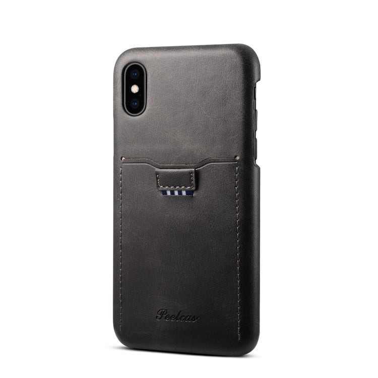 For iPhone XS Max peelcas Shockproof TPU + PU Protective Case with Card Slot