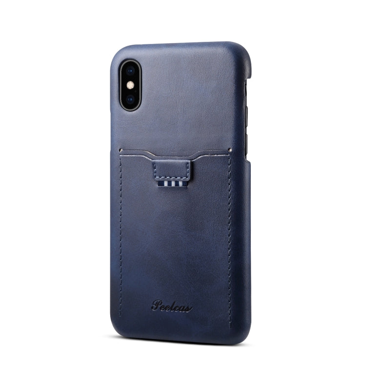 For iPhone XS Max peelcas Shockproof TPU + PU Protective Case with Card Slot