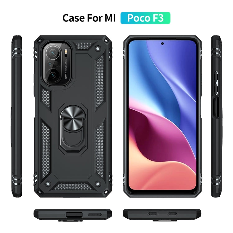For Xiaomi Poco F3 Shockproof TPU + PC Phone Case with 360 Degree Rotating Holder