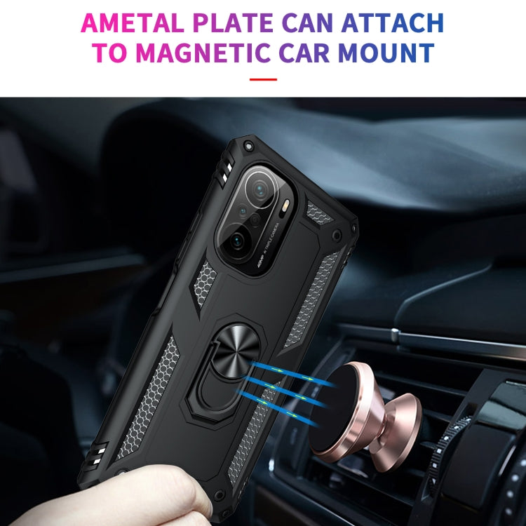 For Xiaomi Poco F3 Shockproof TPU + PC Phone Case with 360 Degree Rotating Holder