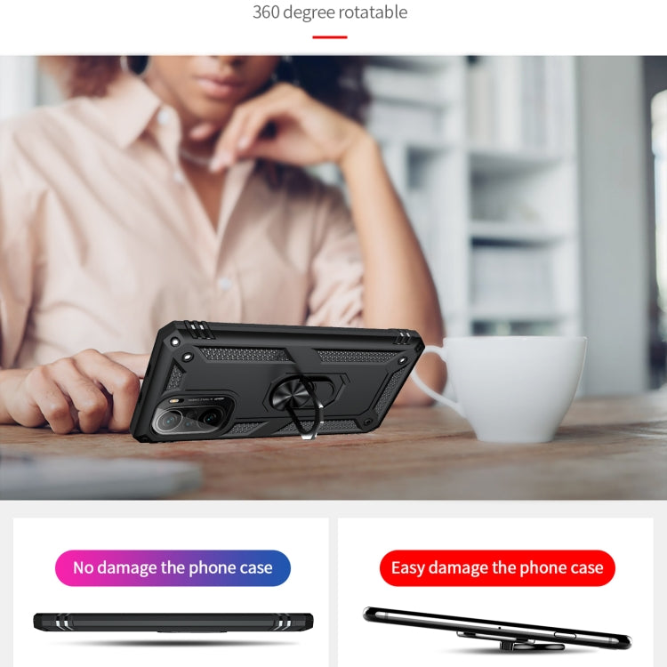 For Xiaomi Poco F3 Shockproof TPU + PC Phone Case with 360 Degree Rotating Holder