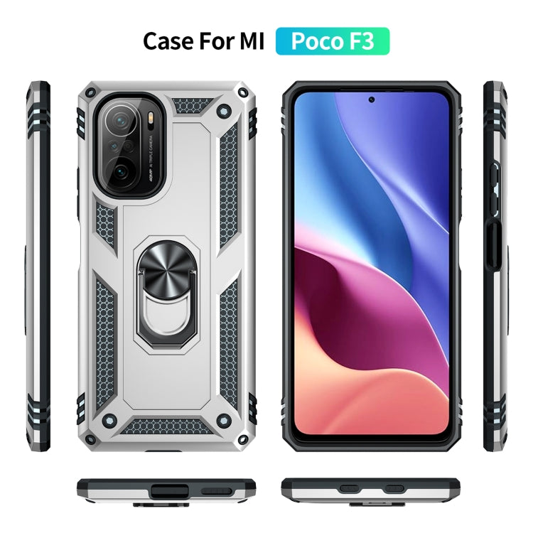 For Xiaomi Poco F3 Shockproof TPU + PC Phone Case with 360 Degree Rotating Holder