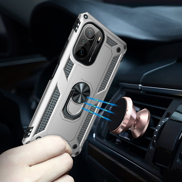 For Xiaomi Poco F3 Shockproof TPU + PC Phone Case with 360 Degree Rotating Holder