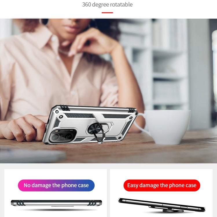 For Xiaomi Poco F3 Shockproof TPU + PC Phone Case with 360 Degree Rotating Holder