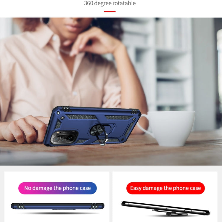 For Xiaomi Poco F3 Shockproof TPU + PC Phone Case with 360 Degree Rotating Holder