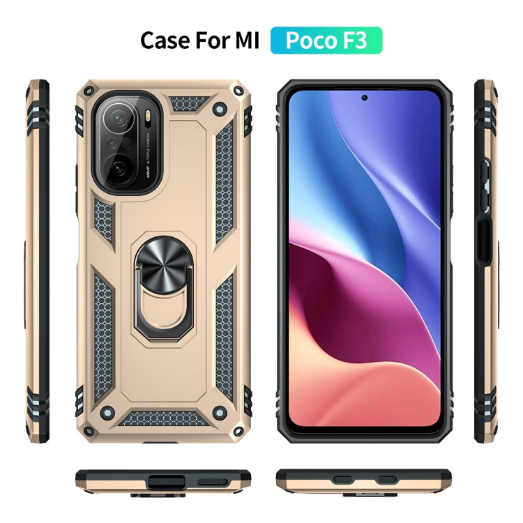 For Xiaomi Poco F3 Shockproof TPU + PC Phone Case with 360 Degree Rotating Holder