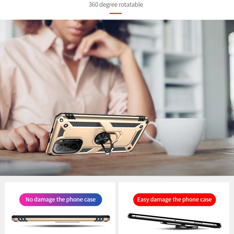 For Xiaomi Poco F3 Shockproof TPU + PC Phone Case with 360 Degree Rotating Holder