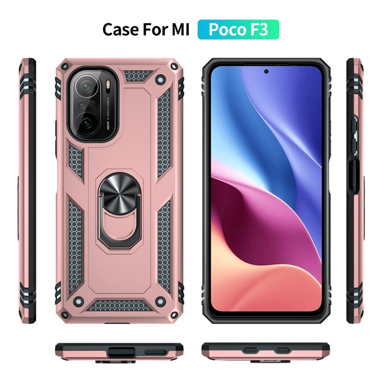 For Xiaomi Poco F3 Shockproof TPU + PC Phone Case with 360 Degree Rotating Holder