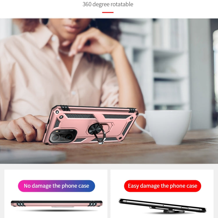 For Xiaomi Poco F3 Shockproof TPU + PC Phone Case with 360 Degree Rotating Holder