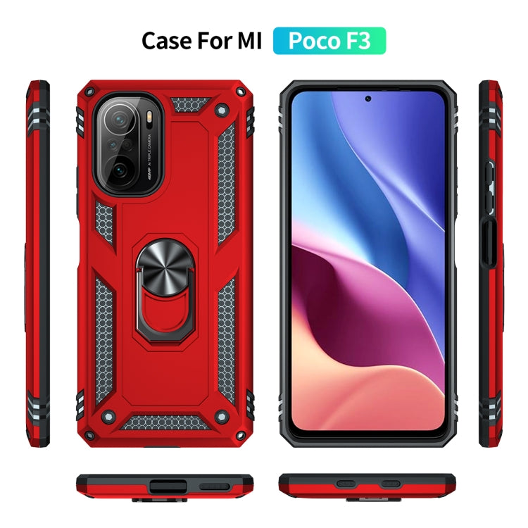 For Xiaomi Poco F3 Shockproof TPU + PC Phone Case with 360 Degree Rotating Holder