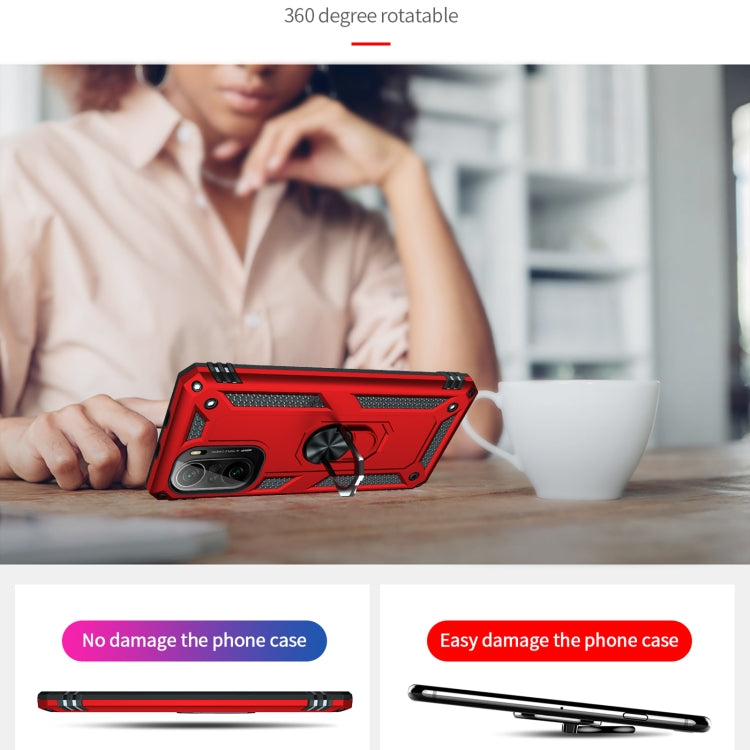 For Xiaomi Poco F3 Shockproof TPU + PC Phone Case with 360 Degree Rotating Holder