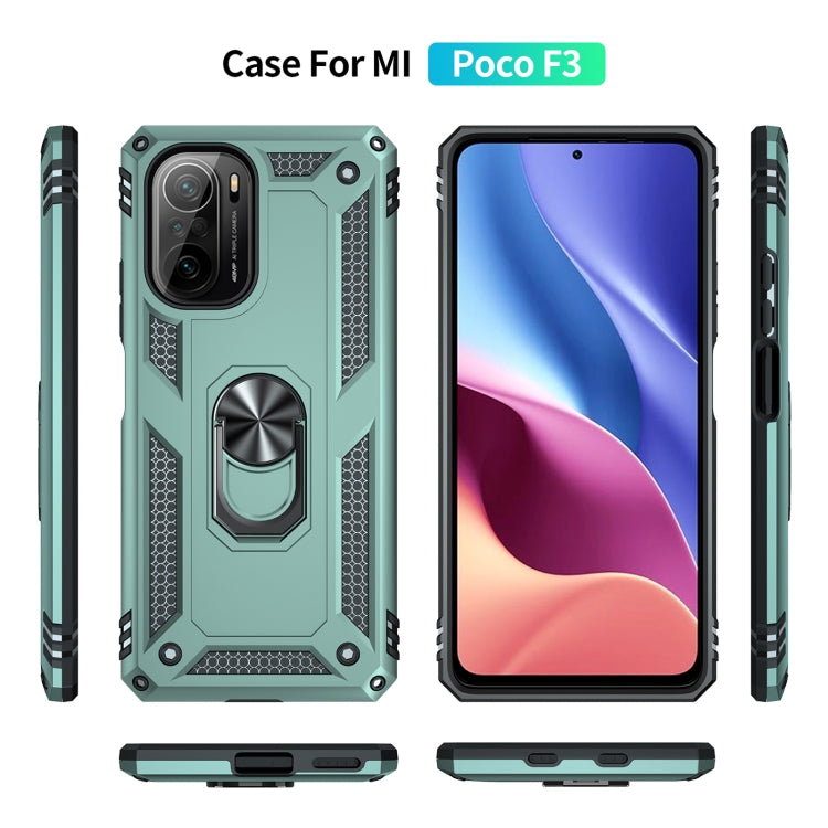 For Xiaomi Poco F3 Shockproof TPU + PC Phone Case with 360 Degree Rotating Holder