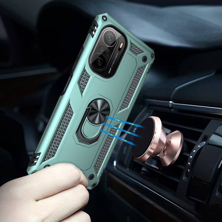 For Xiaomi Poco F3 Shockproof TPU + PC Phone Case with 360 Degree Rotating Holder