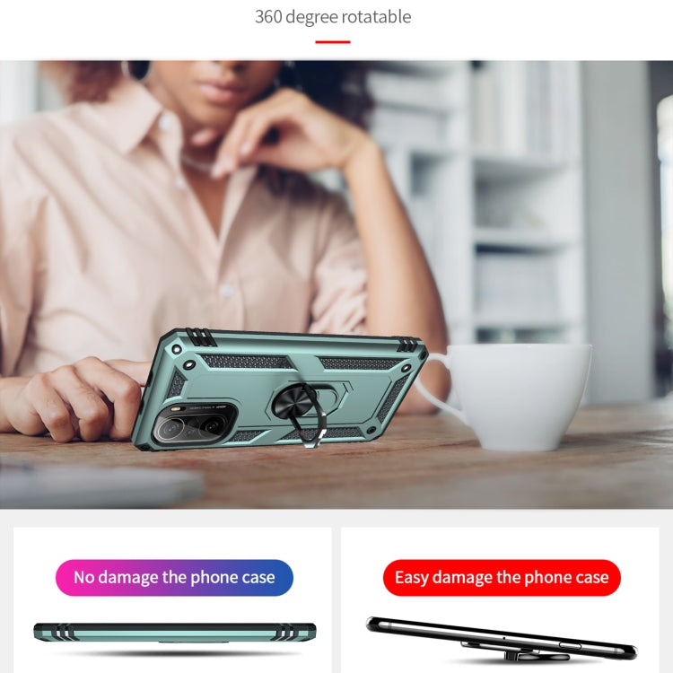 For Xiaomi Poco F3 Shockproof TPU + PC Phone Case with 360 Degree Rotating Holder