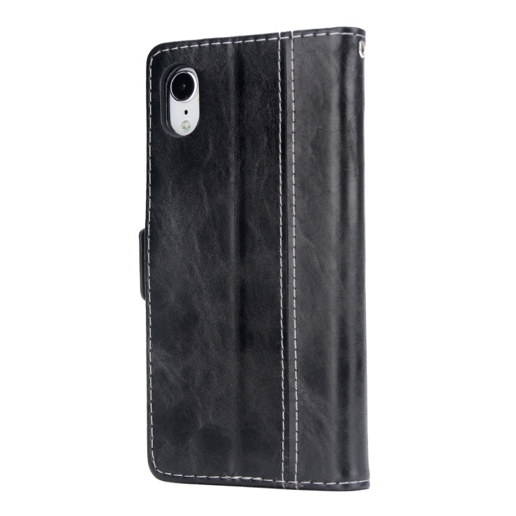 For iPhone XR Retro Texture Contrast Color Splicing Horizontal Flip TPU + PU Leather Case with Card Slots & Holder & Wallet