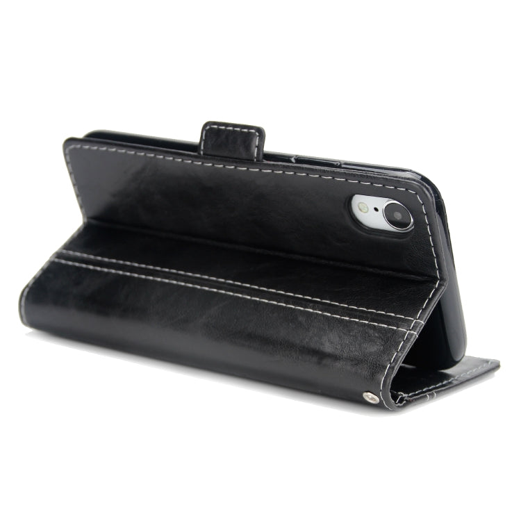 For iPhone XR Retro Texture Contrast Color Splicing Horizontal Flip TPU + PU Leather Case with Card Slots & Holder & Wallet