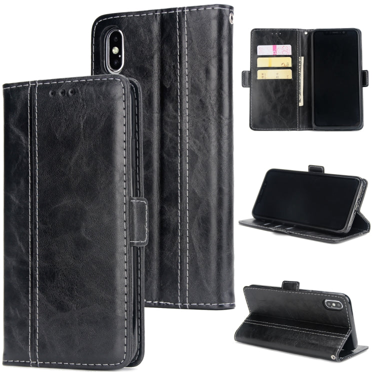 For iPhone XS Max Retro Texture Contrast Color Splicing Horizontal Flip TPU + PU Leather Case with Card Slots & Holder & Wallet
