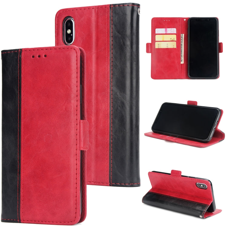 For iPhone XS Max Retro Texture Contrast Color Splicing Horizontal Flip TPU + PU Leather Case with Card Slots & Holder & Wallet