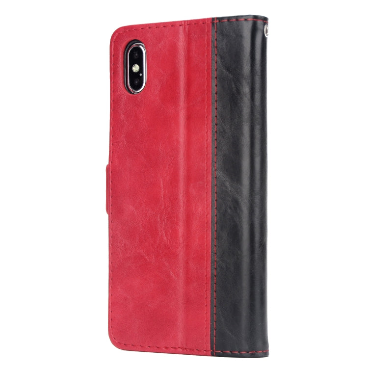 For iPhone XS Max Retro Texture Contrast Color Splicing Horizontal Flip TPU + PU Leather Case with Card Slots & Holder & Wallet