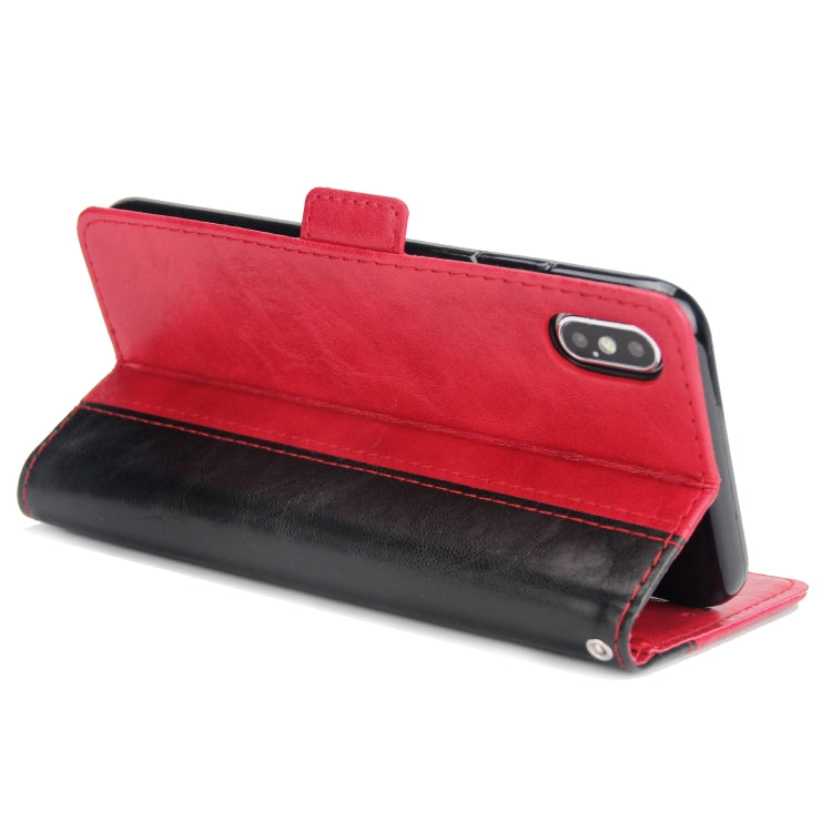 For iPhone XS Max Retro Texture Contrast Color Splicing Horizontal Flip TPU + PU Leather Case with Card Slots & Holder & Wallet