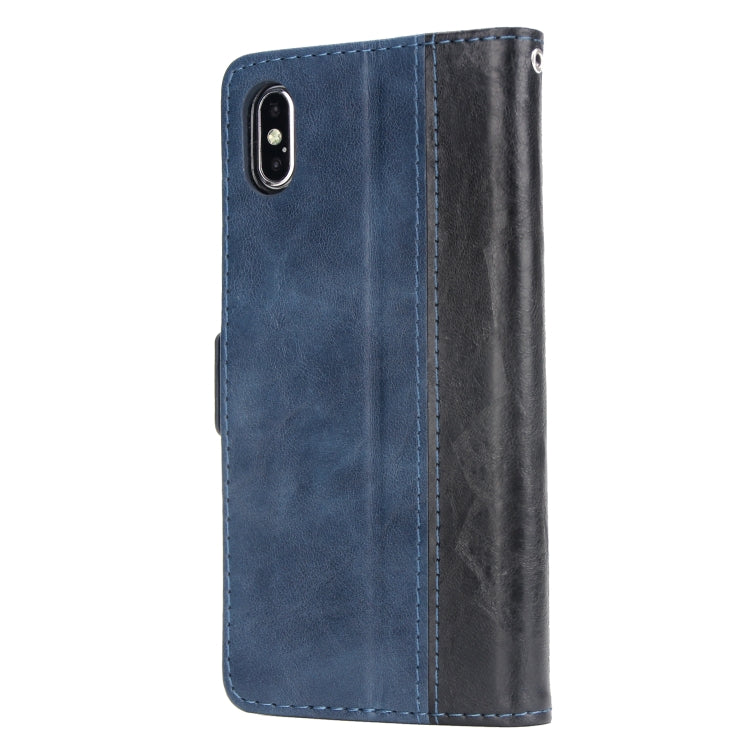 For iPhone XS Max Retro Texture Contrast Color Splicing Horizontal Flip TPU + PU Leather Case with Card Slots & Holder & Wallet