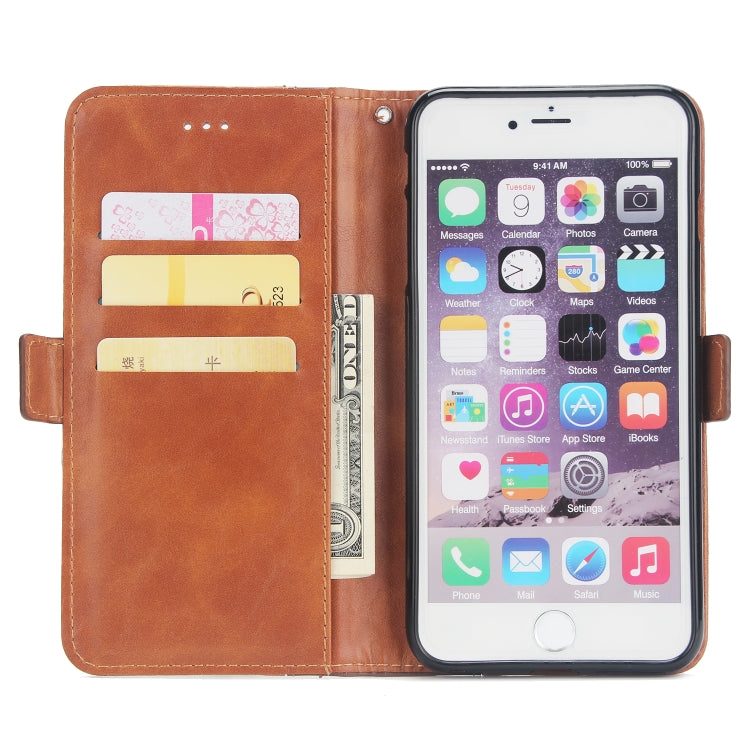 For iPhone 6s & 6 Retro Texture Contrast Color Splicing Horizontal Flip TPU + PU Leather Case with Card Slots & Holder & Wallet