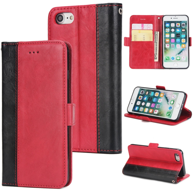 For iPhone SE 2020 & 8 & 7 Retro Texture Contrast Color Splicing Horizontal Flip TPU + PU Leather Case with Card Slots & Holder & Wallet