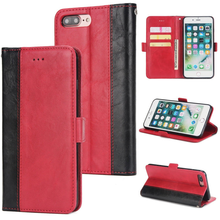 For iPhone 8 Plus & 7 Plus Retro Texture Contrast Color Splicing Horizontal Flip TPU + PU Leather Case with Card Slots & Holder & Wallet