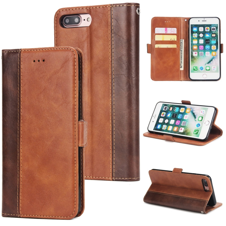 For iPhone 8 Plus & 7 Plus Retro Texture Contrast Color Splicing Horizontal Flip TPU + PU Leather Case with Card Slots & Holder & Wallet