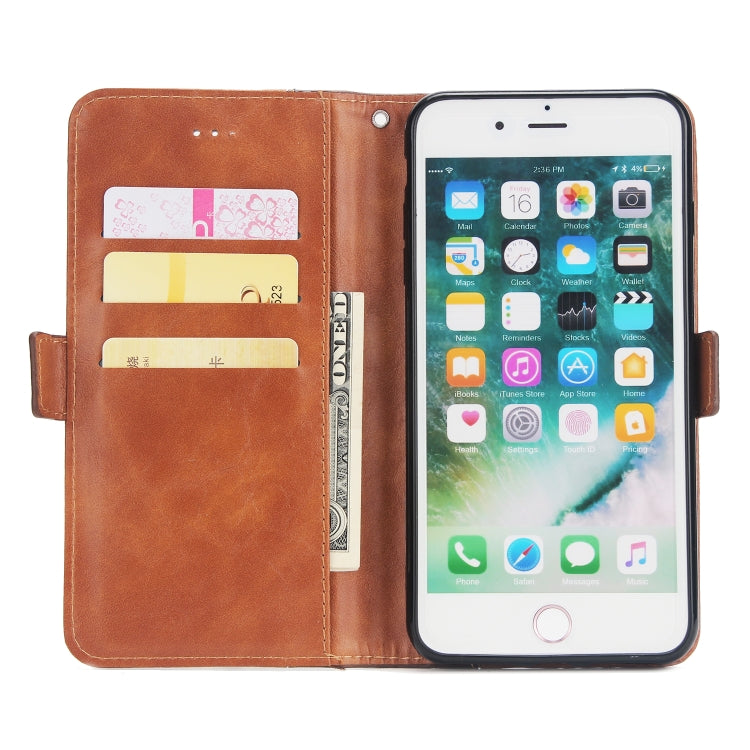For iPhone 8 Plus & 7 Plus Retro Texture Contrast Color Splicing Horizontal Flip TPU + PU Leather Case with Card Slots & Holder & Wallet