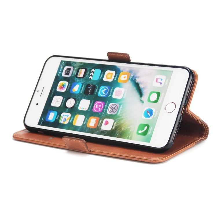 For iPhone 8 Plus & 7 Plus Retro Texture Contrast Color Splicing Horizontal Flip TPU + PU Leather Case with Card Slots & Holder & Wallet