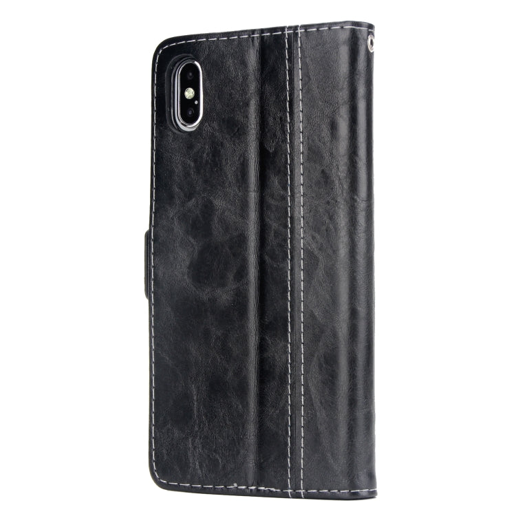 For iPhone X / XS Retro Texture Contrast Color Splicing Horizontal Flip TPU + PU Leather Case with Card Slots & Holder & Wallet