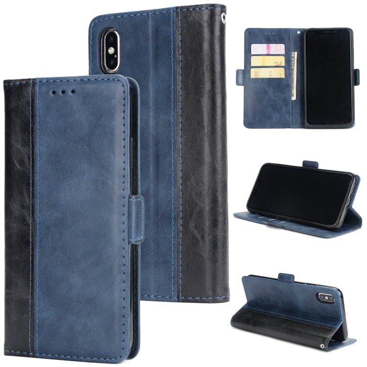 For iPhone X / XS Retro Texture Contrast Color Splicing Horizontal Flip TPU + PU Leather Case with Card Slots & Holder & Wallet