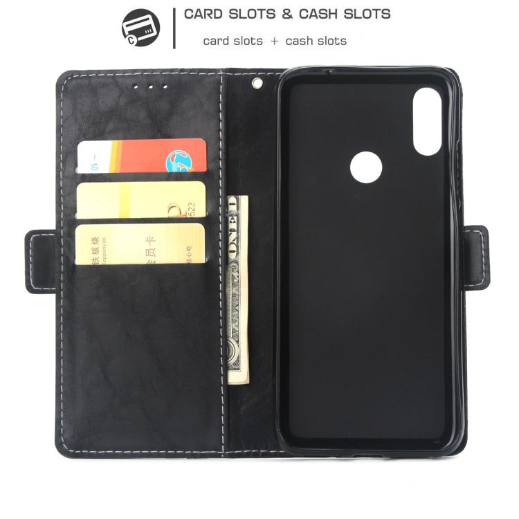 For Xiaomi Redmi Note 7 Retro Texture Contrast Color Splicing Horizontal Flip TPU + PU Leather Case with Card Slots & Holder & Wallet