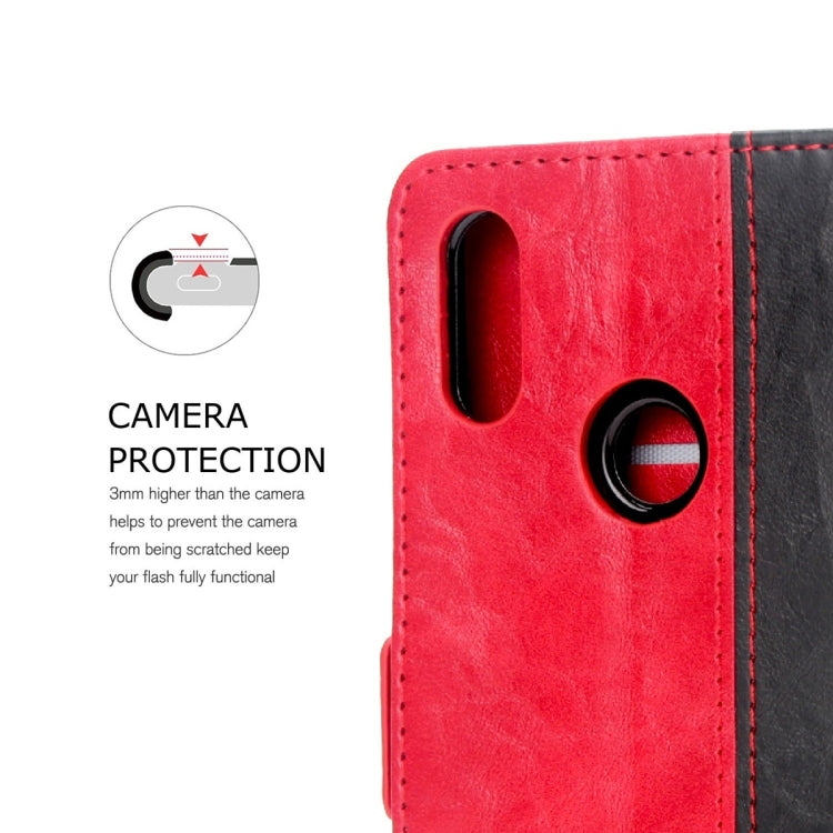 For Xiaomi Redmi Note 7 Retro Texture Contrast Color Splicing Horizontal Flip TPU + PU Leather Case with Card Slots & Holder & Wallet