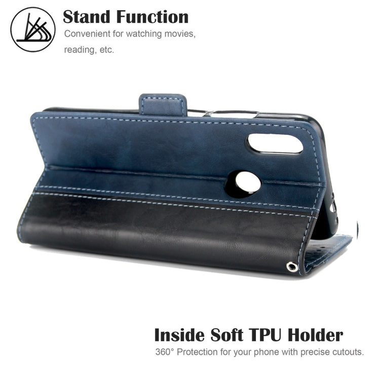 For Xiaomi Redmi Note 7 Retro Texture Contrast Color Splicing Horizontal Flip TPU + PU Leather Case with Card Slots & Holder & Wallet