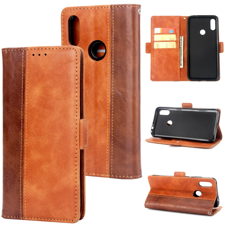 For Xiaomi Redmi Note 7 Retro Texture Contrast Color Splicing Horizontal Flip TPU + PU Leather Case with Card Slots & Holder & Wallet