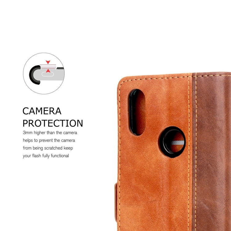 For Xiaomi Redmi Note 7 Retro Texture Contrast Color Splicing Horizontal Flip TPU + PU Leather Case with Card Slots & Holder & Wallet