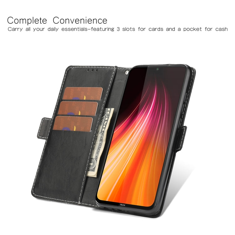 For Xiaomi Redmi Note 8 Retro Texture Contrast Color Splicing Horizontal Flip TPU + PU Leather Case with Card Slots & Holder & Wallet