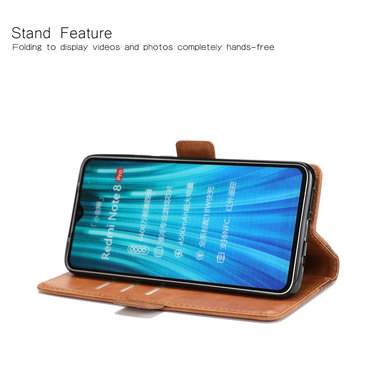 For Xiaomi Redmi Note 8 Pro Retro Texture Contrast Color Splicing Horizontal Flip TPU + PU Leather Case with Card Slots & Holder & Wallet