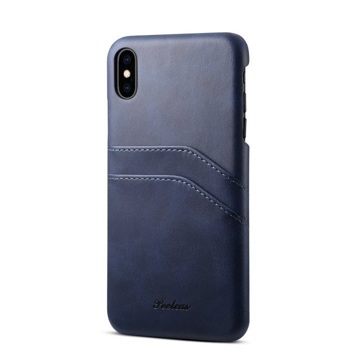 For iPhone XS / X peelcas Shockproof TPU + PU Protective Case with Card Slots