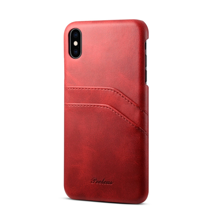 For iPhone XS / X peelcas Shockproof TPU + PU Protective Case with Card Slots
