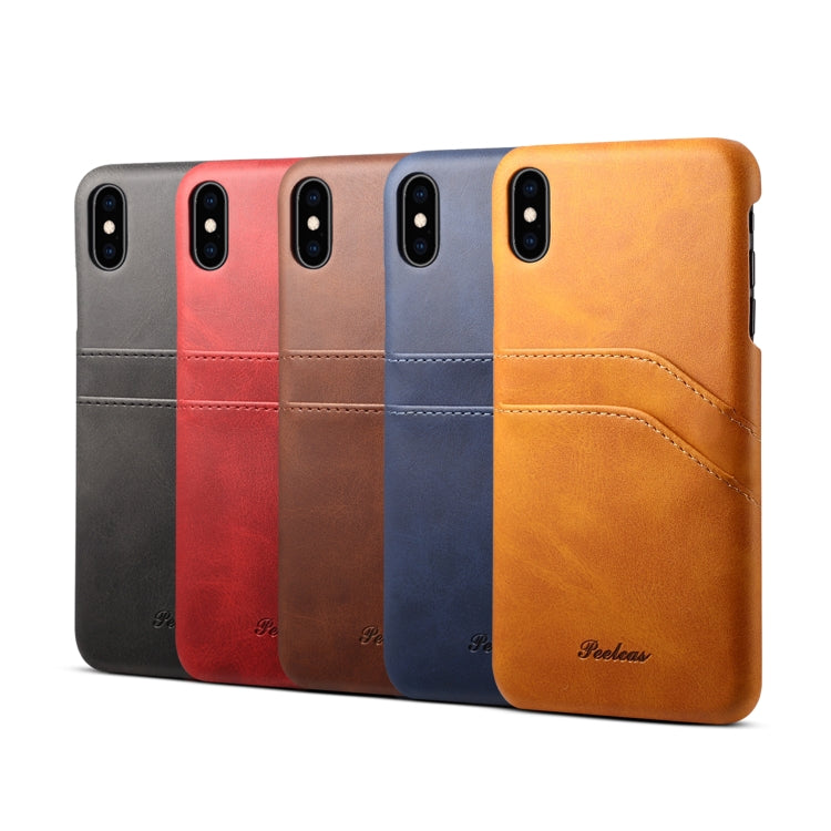 For iPhone XS / X peelcas Shockproof TPU + PU Protective Case with Card Slots