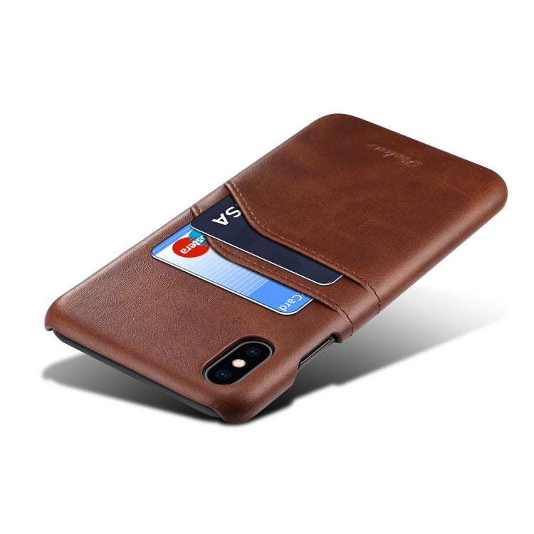 For iPhone XS / X peelcas Shockproof TPU + PU Protective Case with Card Slots