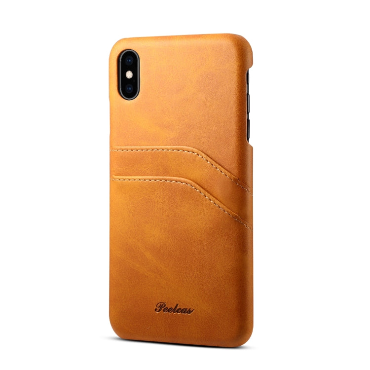 For iPhone XS Max peelcas Shockproof TPU + PU Protective Case with Card Slots