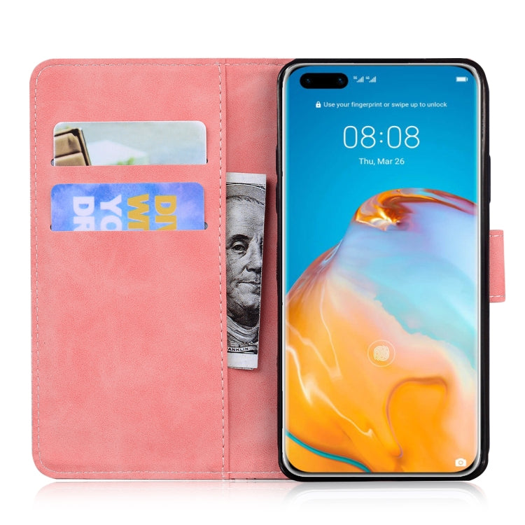 For Huawei P40 Pro Skin Feel Pure Color Flip Leather Phone Case